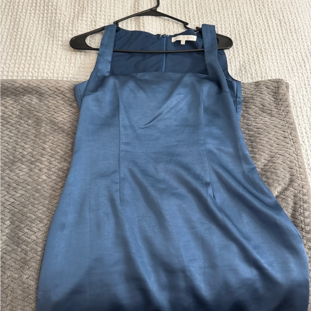More To Come Silk Blue Mini Dress